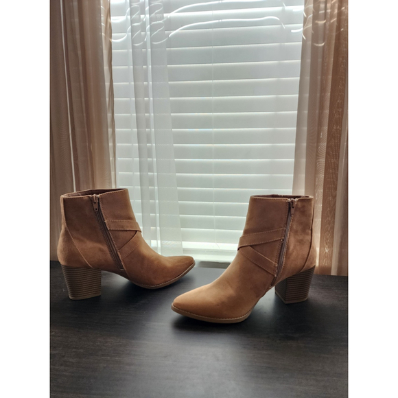 Sun + Stone Womens Modern Western Block Heel Booties Boots - 8 M TAN BROWN - Picture 10 of 16